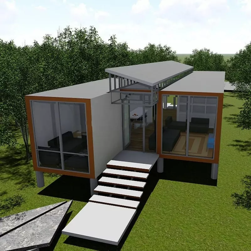 ផ្ទះរចនាសម្ព័ន្ធដែក Prefabricated អាចបត់បាន។