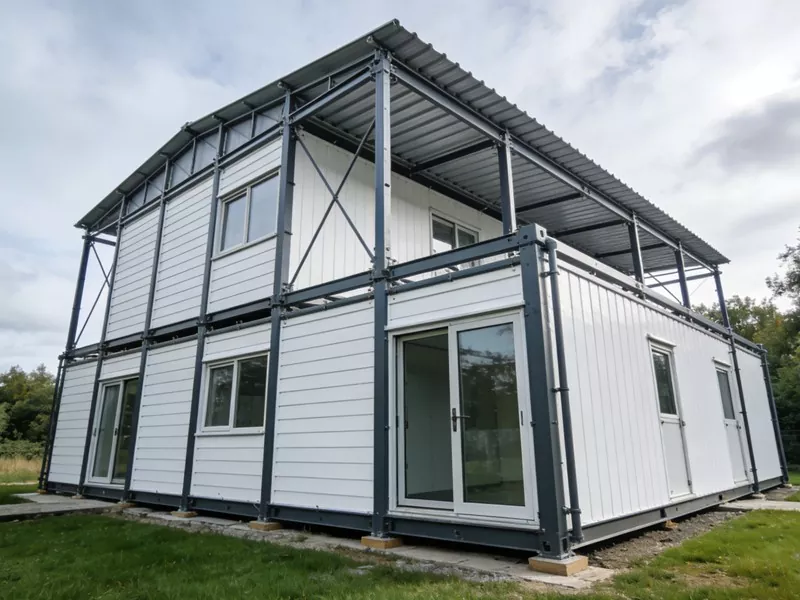 ផ្ទះ Prefab រចនាសម្ព័ន្ធដែកពណ៌បៃតង